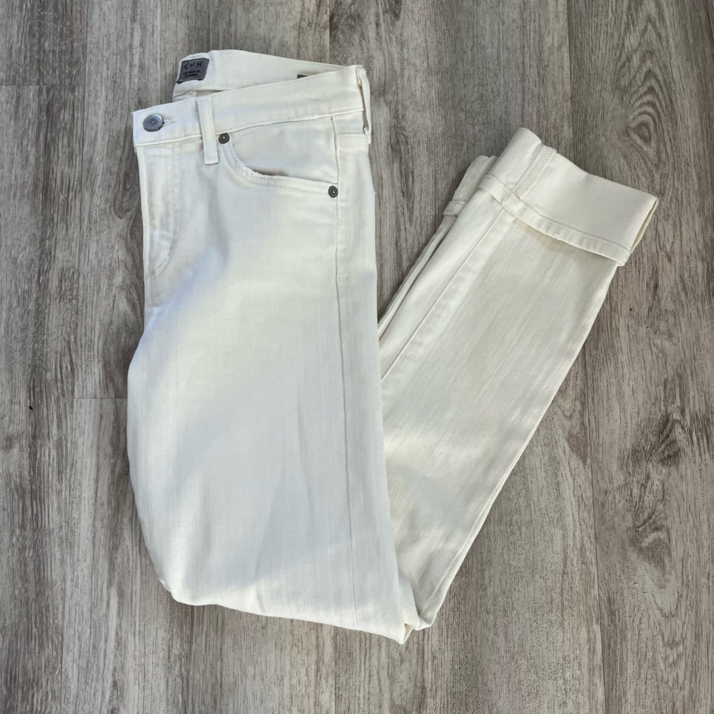 COH Citizens of Humanity sz 26 Jazmin ankle cuffed slim straight off white jeans